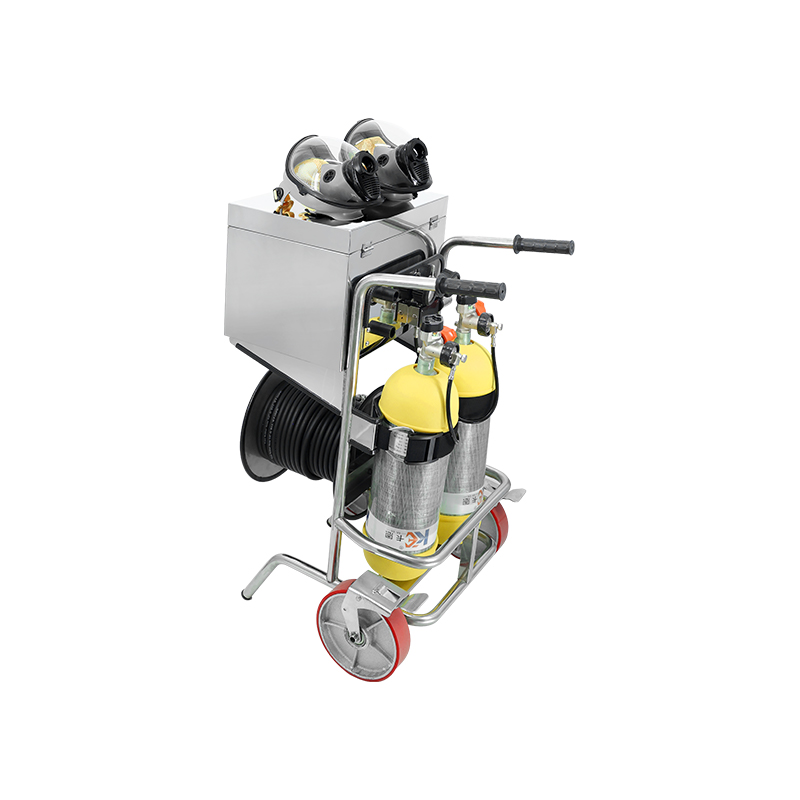 Carro de acero inoxidable Montado Suministro Móvil de Gas SCBA con freno de pie de dos cilindros